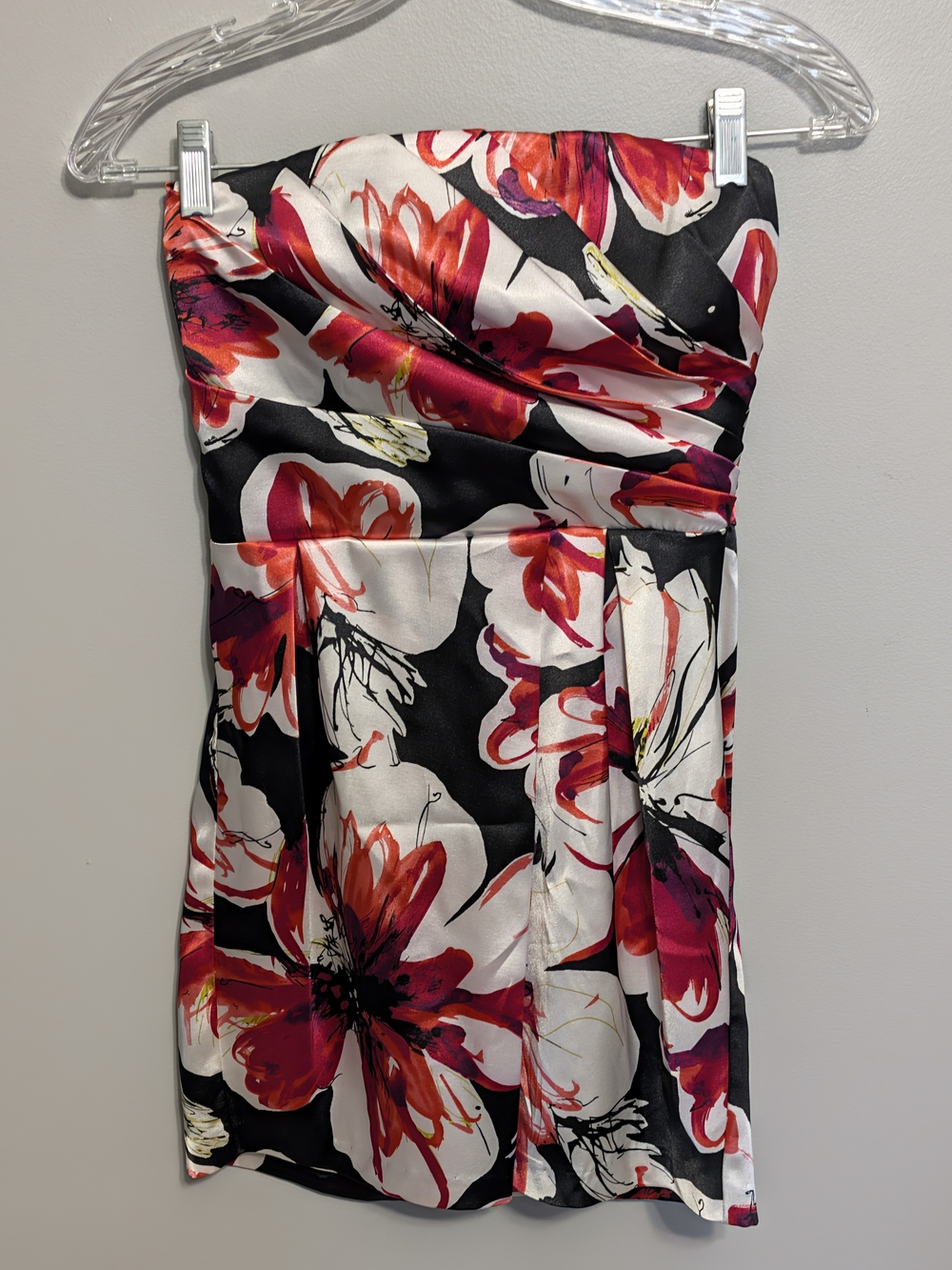 Y2K Speechless Black, White & Red Strapless Floral Cocktail Dress Junior Size 3